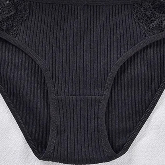 3/$15 New Black Cotton Briefs Underwear Period Panties with Lace Detail Bundle - Picture 6 of 7